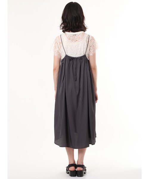 w closet（ダブルクローゼット）の「レースインナー×キャミワンピセット（ワンピース/ドレス・レディース・エクリュ/スミクロ/Lグレー/ピンク・FREE）」の7枚目の写真