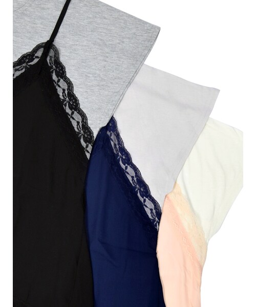 w closet(ダブルクローゼット)の「シフォンキャミドッキングプルオーバー(トップス・レディース・オフホワイト×ピンク/グレーサックス×ネイビー/グレー×ブラック・FREE)」の10枚目の写真