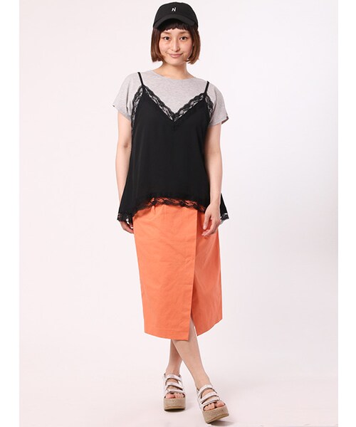 w closet(ダブルクローゼット)の「シフォンキャミドッキングプルオーバー(トップス・レディース・オフホワイト×ピンク/グレーサックス×ネイビー/グレー×ブラック・FREE)」の11枚目の写真