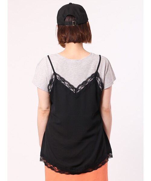 w closet(ダブルクローゼット)の「シフォンキャミドッキングプルオーバー(トップス・レディース・オフホワイト×ピンク/グレーサックス×ネイビー/グレー×ブラック・FREE)」の6枚目の写真