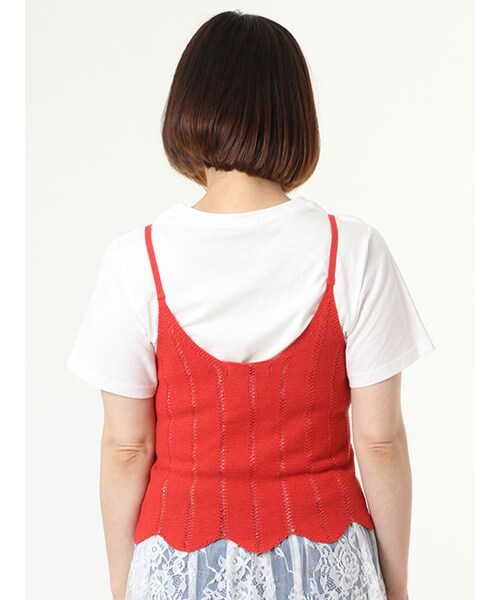 w closet(ダブルクローゼット)の「透かしニットビスチェ×Tシャツセット(トップス・レディース・グレー/ブルー/レッド/ブラック・FREE)」の7枚目の写真