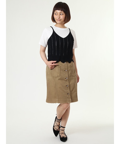 w closet(ダブルクローゼット)の「透かしニットビスチェ×Tシャツセット(トップス・レディース・グレー/ブルー/レッド/ブラック・FREE)」の14枚目の写真