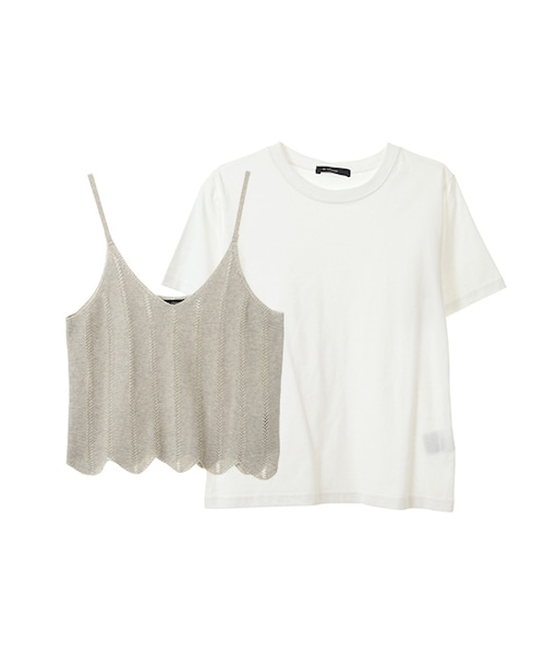 w closet(ダブルクローゼット)の「透かしニットビスチェ×Tシャツセット(トップス・レディース・グレー/ブルー/レッド/ブラック・FREE)」の12枚目の写真