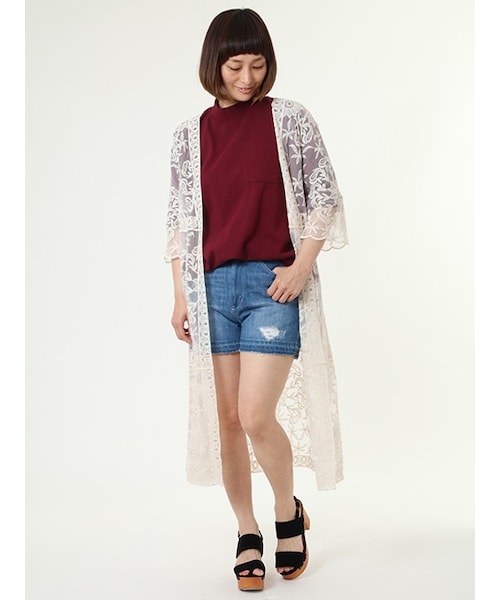 w closet（ダブルクローゼット）の「総刺繍チュールガウン（トップス・レディース・エクリュ/ブラック・FREE）」の10枚目の写真