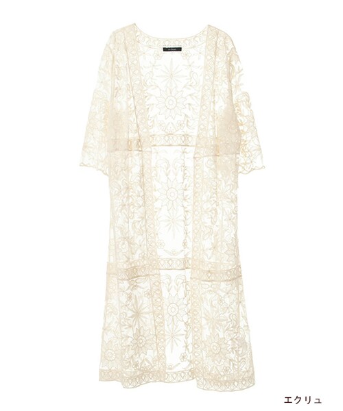 w closet（ダブルクローゼット）の「総刺繍チュールガウン（トップス・レディース・エクリュ/ブラック・FREE）」の2枚目の写真