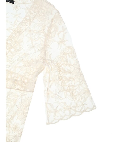 w closet（ダブルクローゼット）の「総刺繍チュールガウン（トップス・レディース・エクリュ/ブラック・FREE）」の7枚目の写真