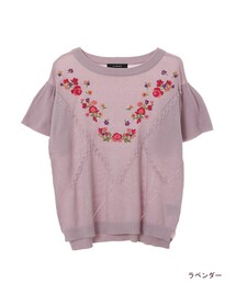 w closet | 刺繍入りフレア袖ニット(トップス)