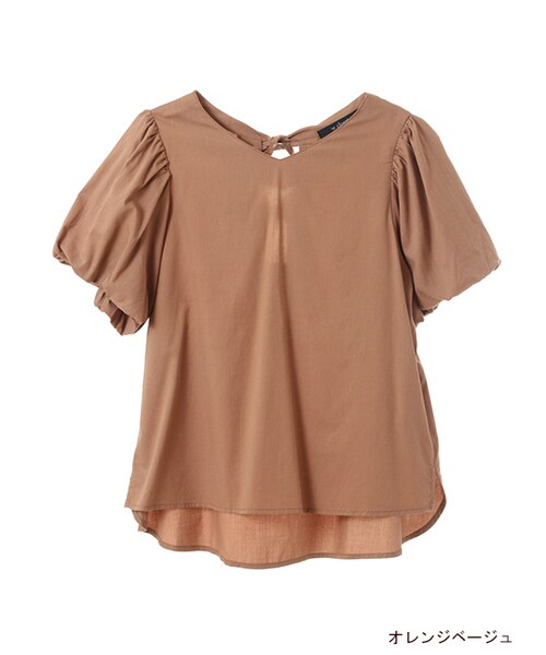 w closet（ダブルクローゼット）の「リボン付きバルーンスリーブプルオーバー（トップス・レディース・オレンジベージュ/ボルドー/ブラック・FREE）」の2枚目の写真