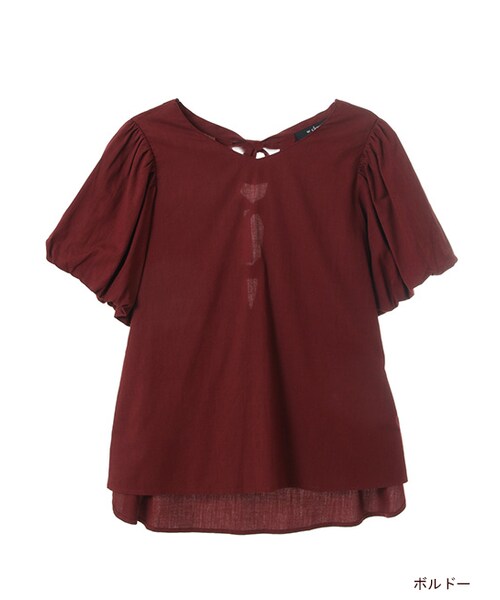 w closet（ダブルクローゼット）の「リボン付きバルーンスリーブプルオーバー（トップス・レディース・オレンジベージュ/ボルドー/ブラック・FREE）」の3枚目の写真