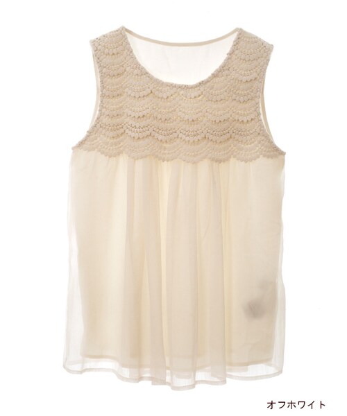 w closet(ダブルクローゼット)の「スカラップレースチュニック(トップス・レディース・オフホワイト/オレンジ/カーキ・FREE)」の1枚目の写真