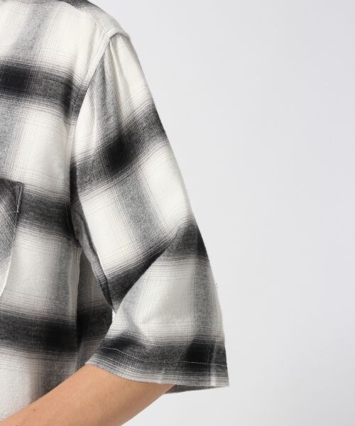HARE（ハレ）の「チェックスキッパーシャツ5分袖（トップス・オフホワイト/ブラック/ボルドー・S/M）」の12枚目の写真