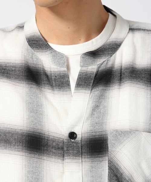 HARE（ハレ）の「チェックスキッパーシャツ5分袖（トップス・オフホワイト/ブラック/ボルドー・S/M）」の9枚目の写真