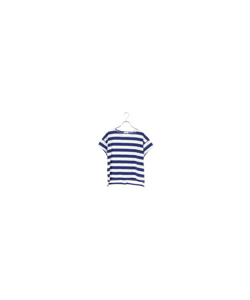 earth music&ecology(アースミュージックアンドエコロジー)の「ボーダーゆるTシャツ(トップス・オフホワイト/杢グレー/ブルー/ネイビー・F)」の3枚目の写真