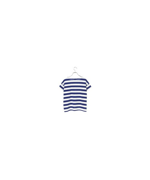 earth music&ecology(アースミュージックアンドエコロジー)の「ボーダーゆるTシャツ(トップス・オフホワイト/杢グレー/ブルー/ネイビー・F)」の6枚目の写真