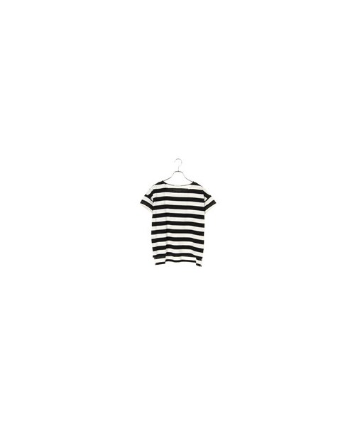 earth music&ecology(アースミュージックアンドエコロジー)の「ボーダーゆるTシャツ(トップス・オフホワイト/杢グレー/ブルー/ネイビー・F)」の1枚目の写真