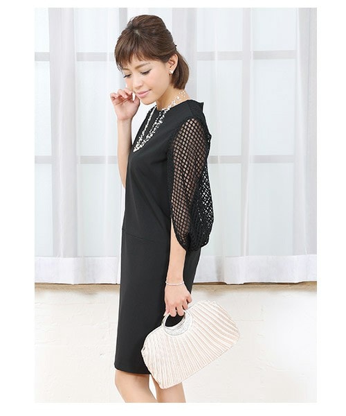 FayMay（フェイメイ）の「格子柄ケープドレス【CLAIRE クレア】（ドレス・レディース・ネイビー/ブラック・S/M/L/XL/XXL/4L）」の2枚目の写真