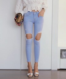 DHOLIC | カットアウトローライズデニムスキニーパンツ(デニムパンツ)