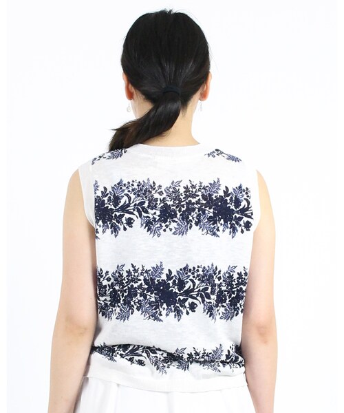 45R（フォーティファイブアール）の「ギマウォールフラワーボーダープリントキャミソール（トップス・レディース・シロベース/グリーンベース・2-M/3-L）」の5枚目の写真