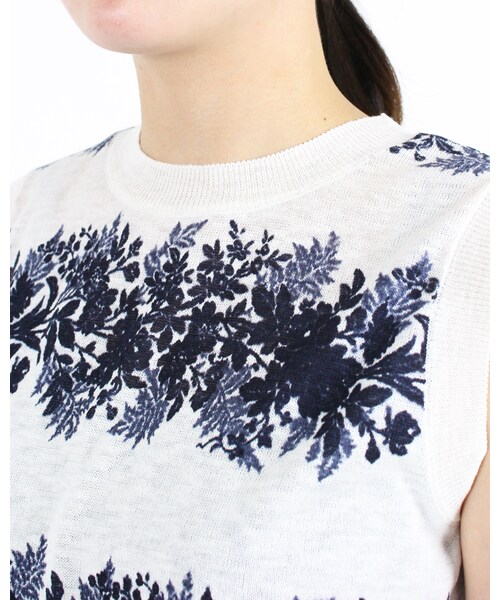 45R（フォーティファイブアール）の「ギマウォールフラワーボーダープリントキャミソール（トップス・レディース・シロベース/グリーンベース・2-M/3-L）」の8枚目の写真