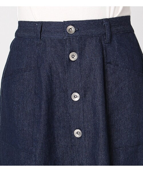 PAGEBOY（ページボーイ）の「前ボタン台形スカート（スカート・レディース・ライトブルー/カーキ/インディゴ）」の7枚目の写真