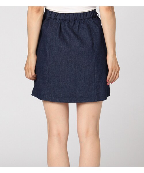 PAGEBOY（ページボーイ）の「前ボタン台形スカート（スカート・レディース・ライトブルー/カーキ/インディゴ）」の4枚目の写真