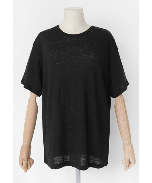 DHOLIC（ディーホリック）の「ラウンドネックリネンTシャツ（Tシャツ/カットソー・レディース・アクアグリーン/アイボリー/ブラック/ライトイエロー・FREE）」の3枚目の写真