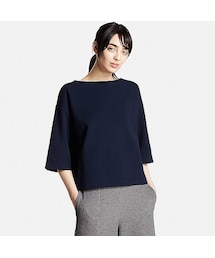 UNIQLO | WOMEN ダブルフェイスプルオーバー（7分袖）(Tシャツ/カットソー)