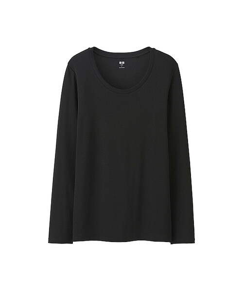 UNIQLO（ユニクロ）の「WOMEN スーピマコットンモダールクルーネックT（長袖）（Tシャツ/カットソー・レディース・NATURAL 30/BLACK 09/WHITE 00・L/XXL/M/3XL/S/XS/XL）」の3枚目の写真