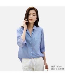 UNIQLO | WOMEN エクストラファインコットンオーバーサイズストライプシャツ（長袖）(シャツ/ブラウス)