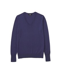 UNIQLO | WOMEN エクストラファインメリノVネックセーター（長袖）(ニット/セーター)