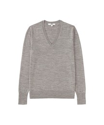 UNIQLO | WOMEN エクストラファインメリノVネックセーター（長袖）(ニット/セーター)