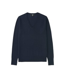 UNIQLO | WOMEN エクストラファインメリノVネックセーター（長袖）(ニット/セーター)