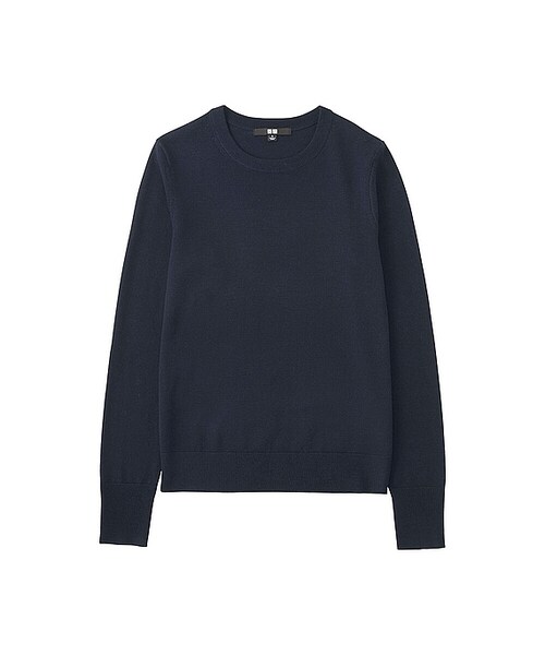 UNIQLO(ユニクロ)の「WOMEN エクストラファインメリノクルーネックセーター(長袖)+(ニット/セーター・レディース・OFF WHITE 01/GRAY 04/PURPLE 75/OLIVE 57/BLUE 66/PINK 11/BLACK 09/NAVY 69/NATURAL 30・L/S/XL/M/XXL/3XL/XS)」の7枚目の写真