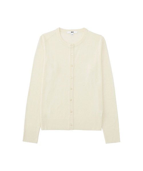 UNIQLO(ユニクロ)の「WOMEN エクストラファインメリノクルーネックカーディガン(長袖)(ニット/セーター・レディース・GRAY 04/RED 17/DARK GRAY 08/OFF WHITE 01/BLACK 09/OLIVE 57/NAVY 69/BEIGE 32/BLUE 68/PINK 11・S/XL/M/XXL/L/3XL/XS)」の2枚目の写真