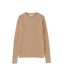 UNIQLO | WOMEN コットンカシミヤケーブルセーター（長袖）(ニット/セーター)