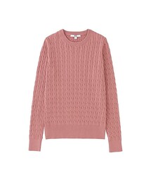 UNIQLO | WOMEN コットンカシミヤケーブルセーター（長袖）(ニット/セーター)