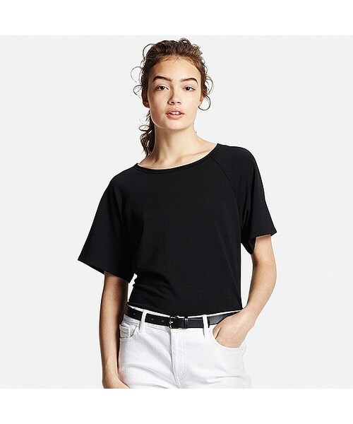 UNIQLO（ユニクロ）の「WOMEN エアリズムリラックスT（半袖）（Tシャツ/カットソー・レディース・GRAY 03/BLACK 09/WHITE 00・M/XS/L/S/XL）」の3枚目の写真