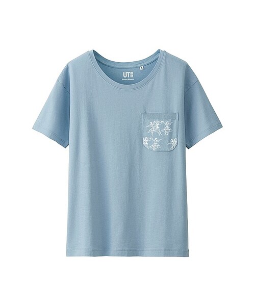 UNIQLO(ユニクロ)の「ボンヌメゾングラフィックT(半袖)(Tシャツ/カットソー・レディース・BLUE 61/PINK 10・S/L/M/XS/XL/XXL/3XL)」の1枚目の写真