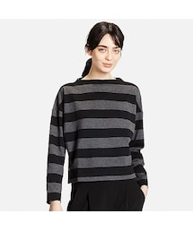 UNIQLO | WOMEN ボーダーモックネックT（9分袖）(Tシャツ/カットソー)