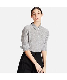 UNIQLO | WOMEN プレミアムリネンストライプシャツ（長袖）(シャツ/ブラウス)