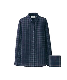 UNIQLO | WOMEN プレミアムリネンチェックシャツ（長袖）(シャツ/ブラウス)