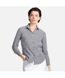 UNIQLO | WOMEN プレミアムリネンチェックシャツ（長袖）(シャツ/ブラウス)