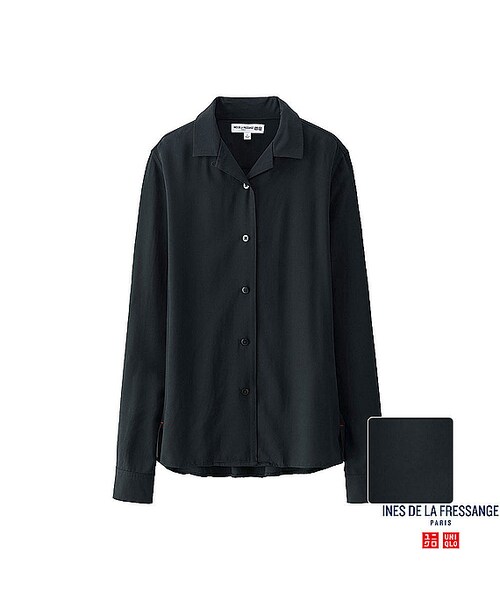 UNIQLO（ユニクロ）の「WOMEN レーヨンブラウス（長袖）＋（シャツ/ブラウス・レディース・WHITE 00/BLACK 09・XL/M/S/L）」の2枚目の写真