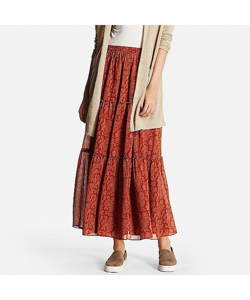UNIQLO（ユニクロ）の「WOMEN プリントティアードマキシスカート