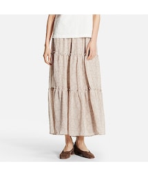 UNIQLO | WOMEN プリントティアードマキシスカート（フラワー）(スカート)