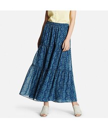 UNIQLO | WOMEN プリントティアードマキシスカート（フラワー）(スカート)