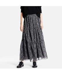 UNIQLO | WOMEN プリントティアードマキシスカート（フラワー）(スカート)