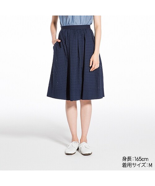 UNIQLO（ユニクロ）の「WOMEN レーススカート（スカート・レディース・BLACK 09/NAVY 69/WHITE 00・S/M）」の3枚目の写真