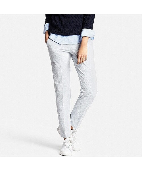 UNIQLO（ユニクロ）の「WOMEN アンクルパンツ（ストライプ）（その他パンツ・レディース・NAVY 69/BLUE 63・XL/S/XS/XXL/L/3XL/M）」の2枚目の写真