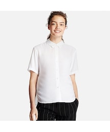 UNIQLO | WOMEN レーヨンエアリーブラウス（半袖）(シャツ/ブラウス)